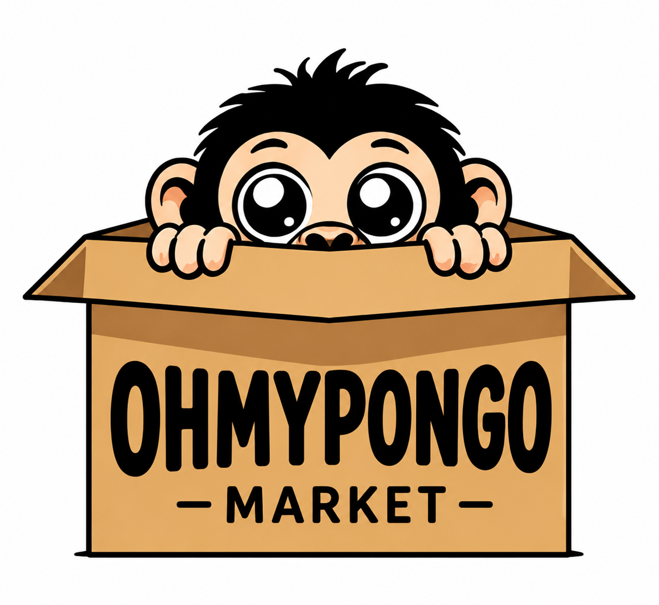 Mico OhMyPongo saludant des d'una capsa de mercat